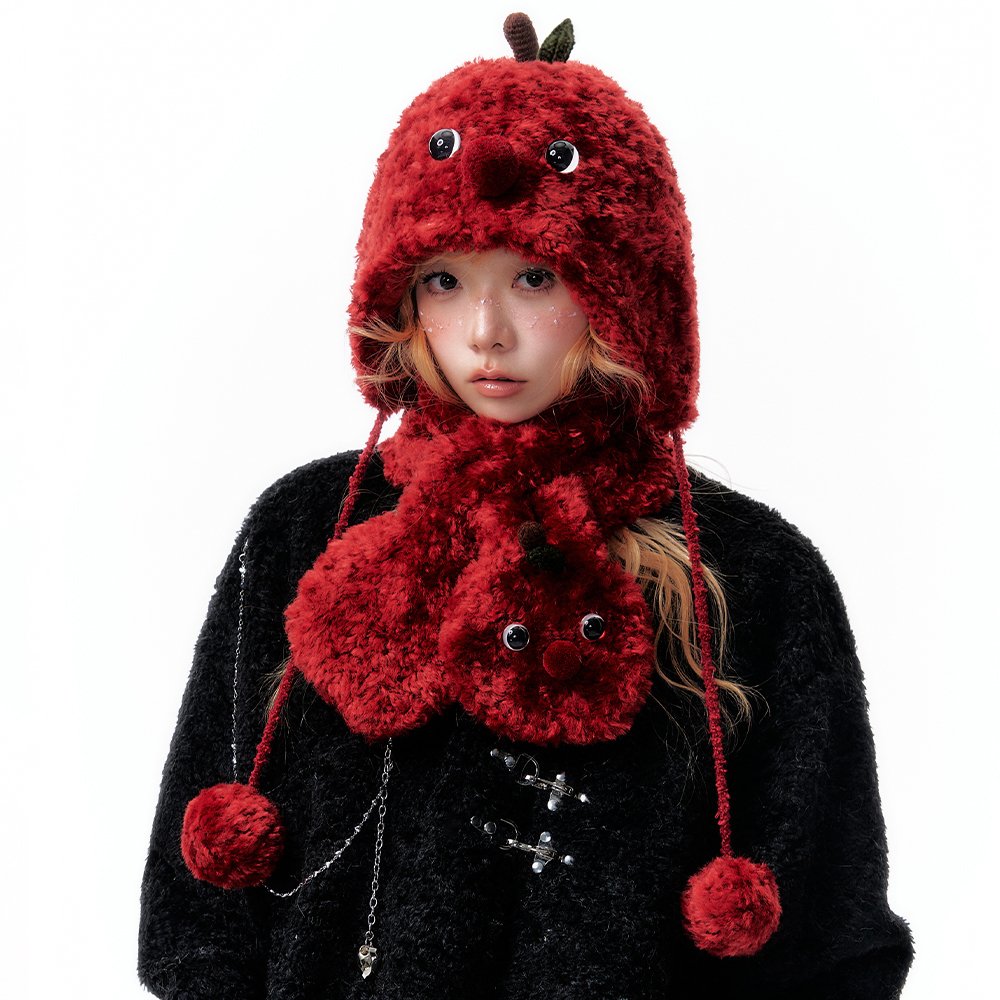 杨二大梦原创苹果毛绒帽