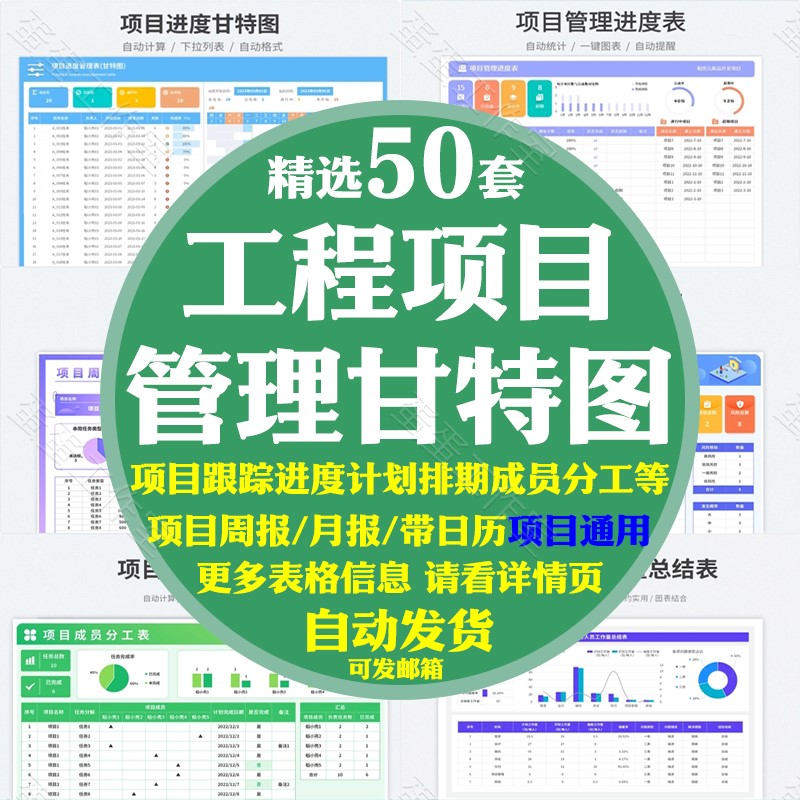 项目管理进度表日月周报分工完成情况计划统计分析甘特图excel格