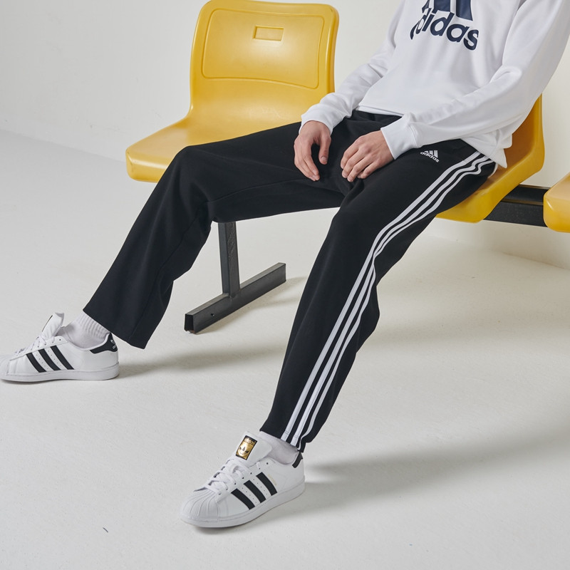阿迪达斯运动裤男宽松直筒裤