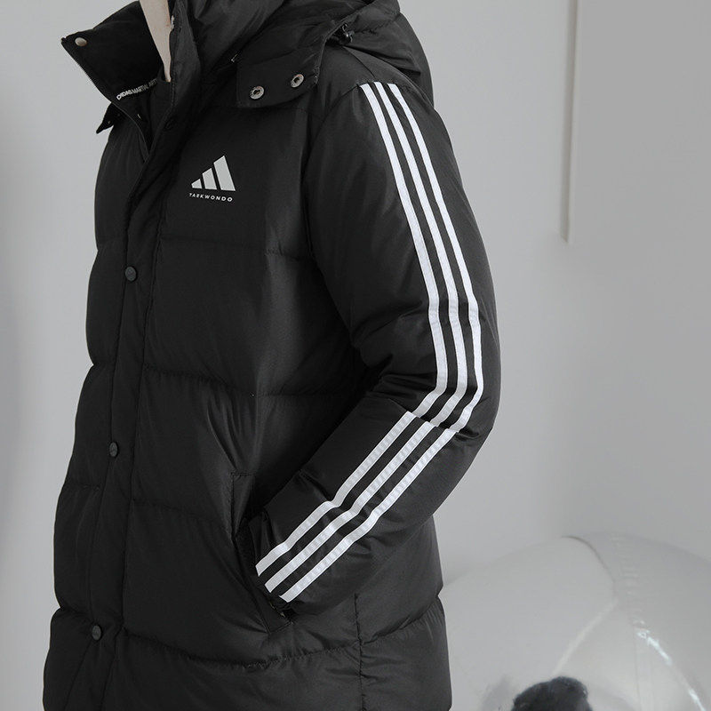 阿迪达斯冬季长款羽绒服加厚