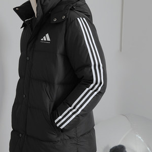 阿迪达斯冬季长款羽绒服加厚