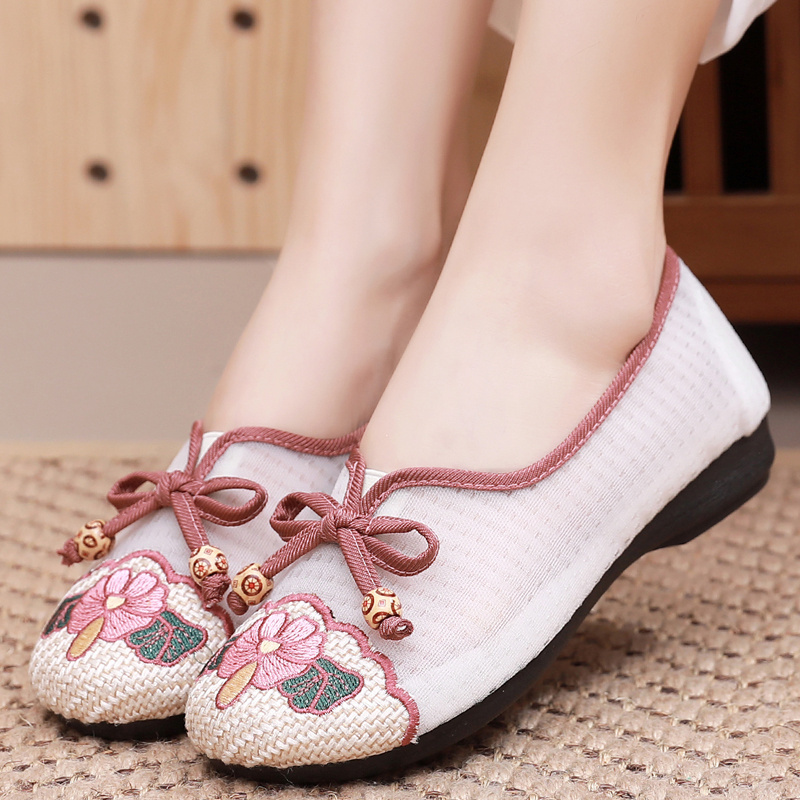 老北京布鞋网纱民族风绣花鞋