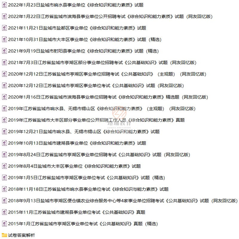 2025年江苏省盐城市滨海县事业单位公开招聘工作人员考试事业编历年笔试真题库试卷资料综合知识和能力素质