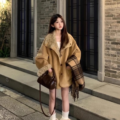 两面穿羊羔毛绒外套女2025冬新款