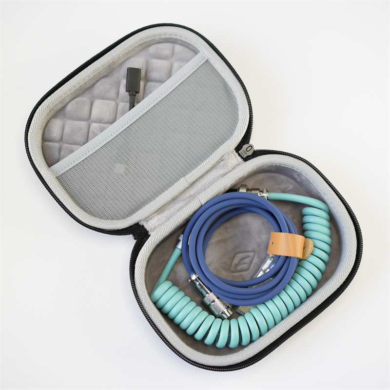 键盘航插线螺旋拉伸数据弹簧线客制化线充电线硬壳收纳包袋套盒子