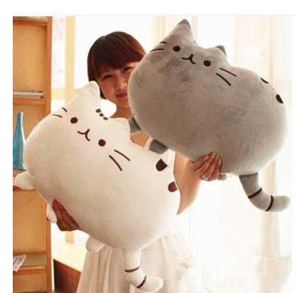 可爱萌物大尾巴胖猫咪抱枕靠垫喵星人饼干猫毛绒玩具公仔生日礼物