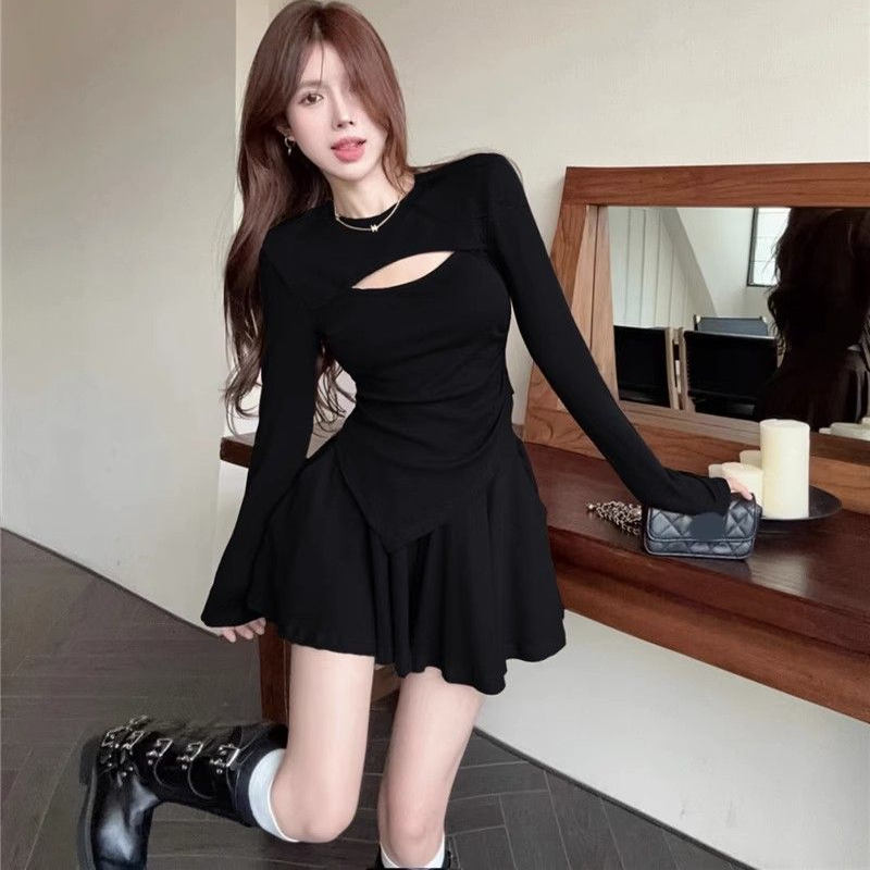 镂空上衣+短裙裤两件套装