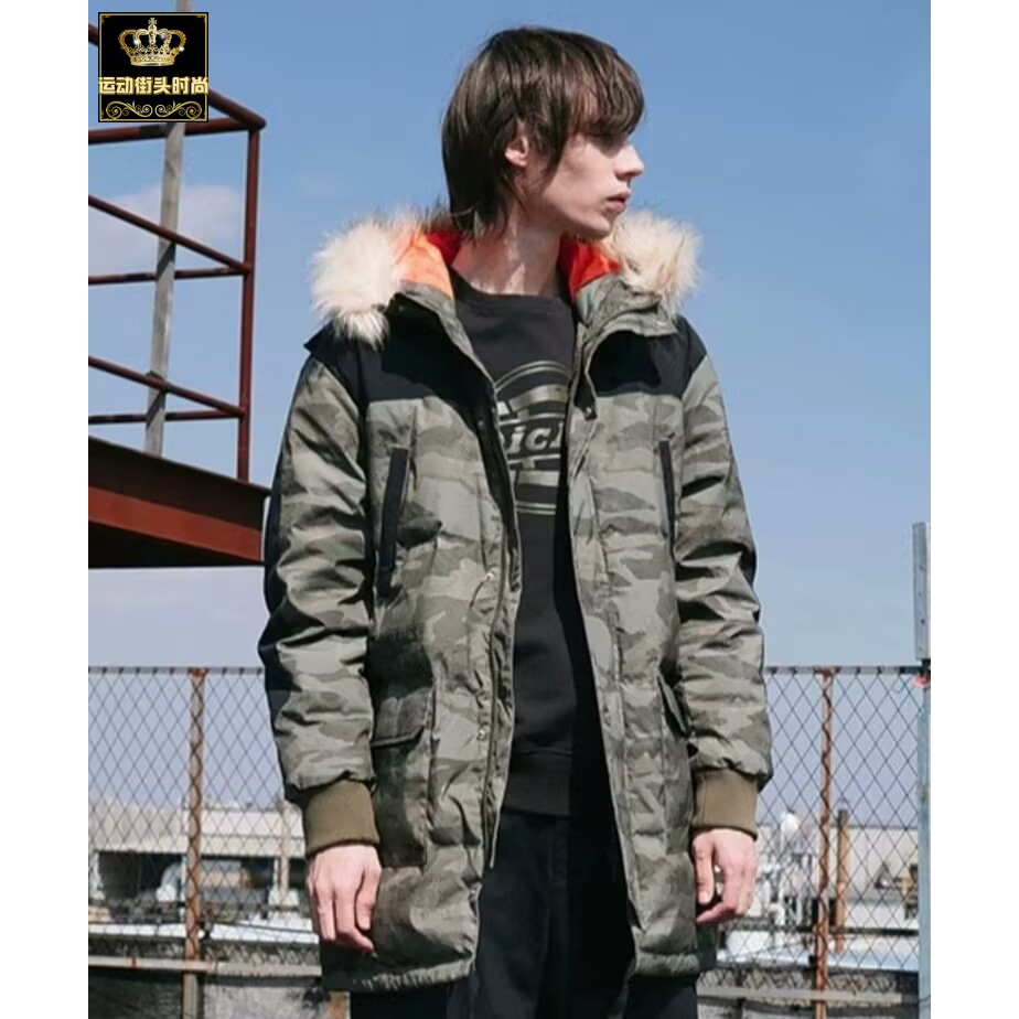 DICKIES男连帽中长款运动羽绒服