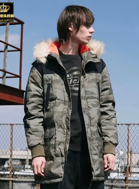专柜正品 DICKIES 男连帽保暖中长款户外运动羽绒服 DK008007B321