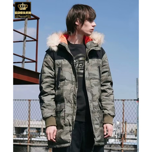 专柜正品 DICKIES 男连帽保暖中长款户外运动羽绒服 DK008007B321