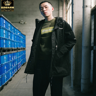 专柜 DICKIES男中长款运动休闲连帽保暖棉服大衣 DK006858CC2