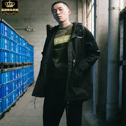 DICKIES中长款运动连帽保暖棉服