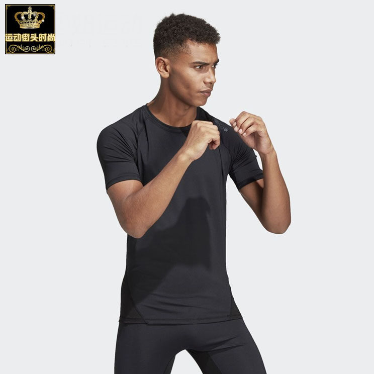 专柜正品 ADIDAS ASK SPR 男子速干弹性短袖跑步训练紧身衣CF7235