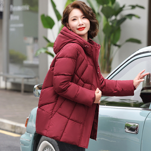 连帽中长款 冬装 大码 洋气妈妈装 棉袄中老年小个子减龄棉服外套 新款