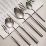 304 Отецская сталь -вилка из нержавеющей стали Spoon Retro Matte, создавая старые ремесленные десертные спинки ресторан ресторана, отель, коммерческий стейк, нож.