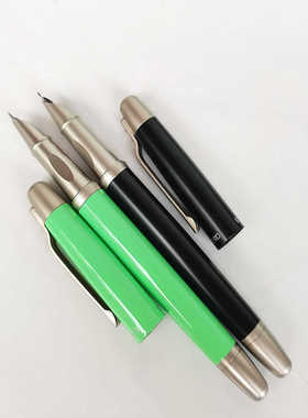 英雄9336钢笔暗尖EF特细学生用书法练字成人正姿笔文具金属杆绿色