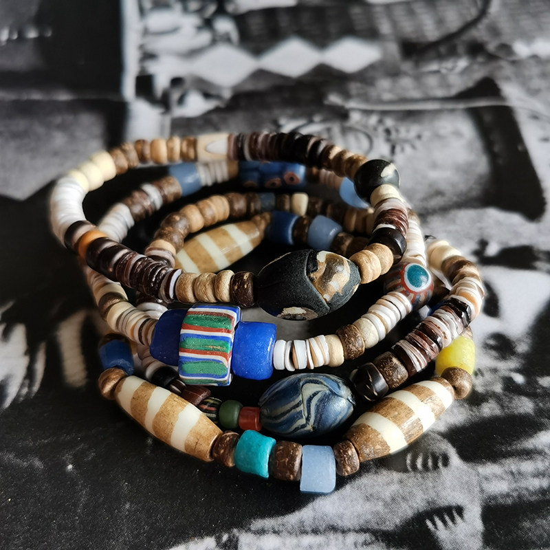 A07 孤品 原创小众设计 复古老琉璃珠椰壳贝珠手串男女款,特色手工艺,其他特色工艺品,淘宝优惠券,粉丝福利购,淘宝优惠卷