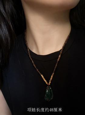 H011 64号 一物一图 小众串珠设计 古罗马玻璃片项链男女款