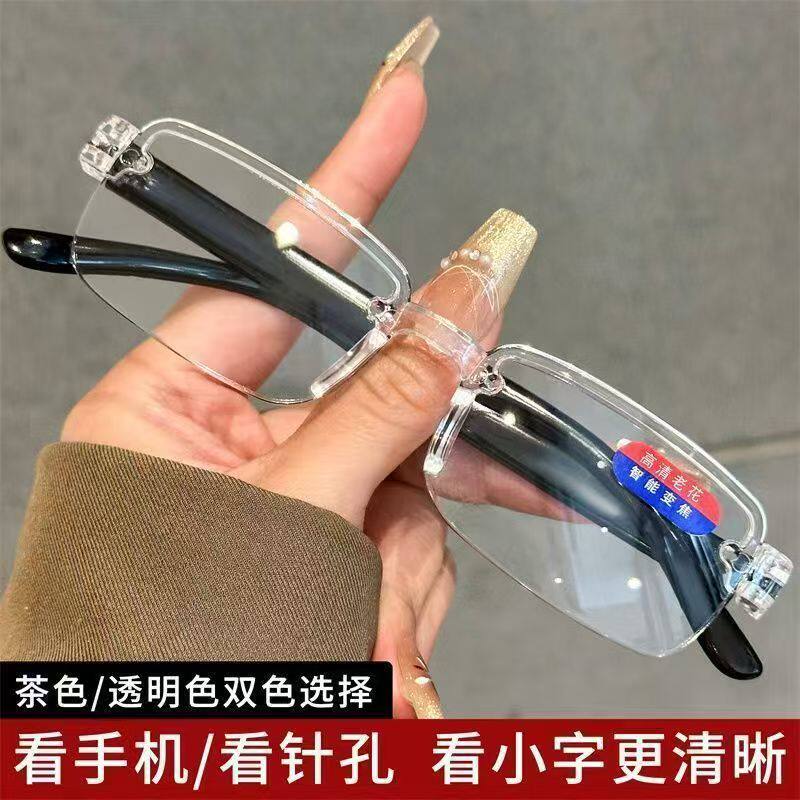 正品水晶老花镜男高清抗疲劳舒适老光高档眼镜中老年女老花眼镜