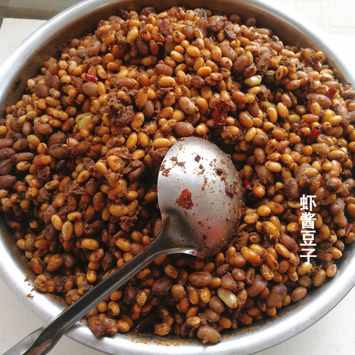 家乡冬季特色辣糊豆即食风味小吃下酒饭菜熟制花生黄豆海虾酱豆子