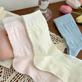 薄款 春夏季 透气女士中筒袜 袜子 会起球