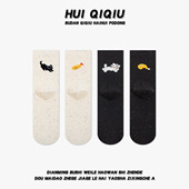 后跟插画小众设计网红AB袜 可爱卡通女士中筒袜 会起球 袜子