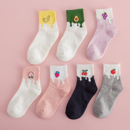 短袜水果草莓香蕉桃子ins潮甜美