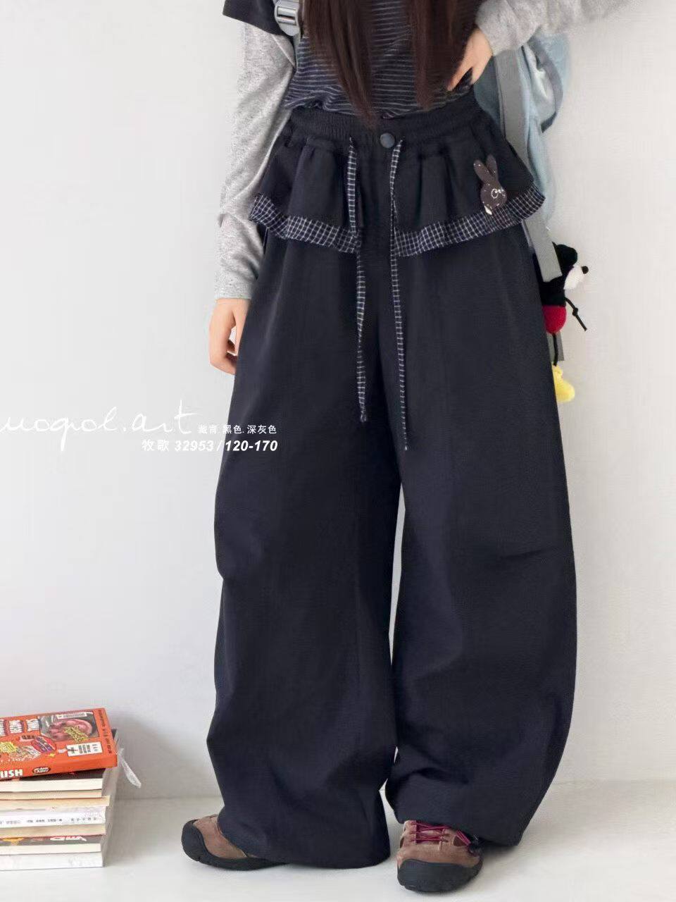 女童裤子2026新款儿童秋装格裤子