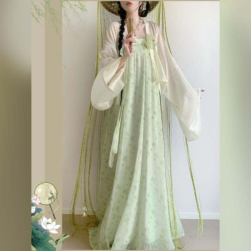 原创汉服女2025新款唐制对襟衫齐胸破裙法门寺披衫清新日常改良