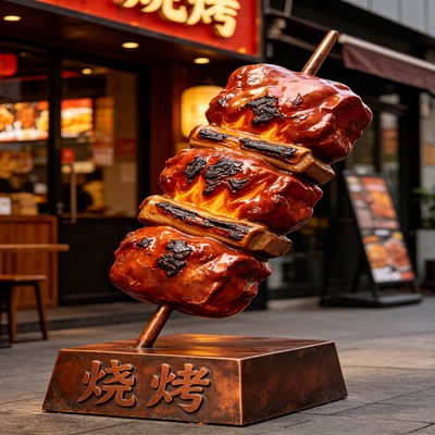 餐饮引流门店设计烧烤店门口摆放雕塑卡通玻璃钢雕塑网红打卡雕塑