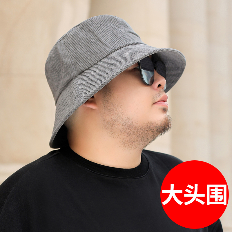 灯芯绒圆脸适合60cm春天渔夫帽