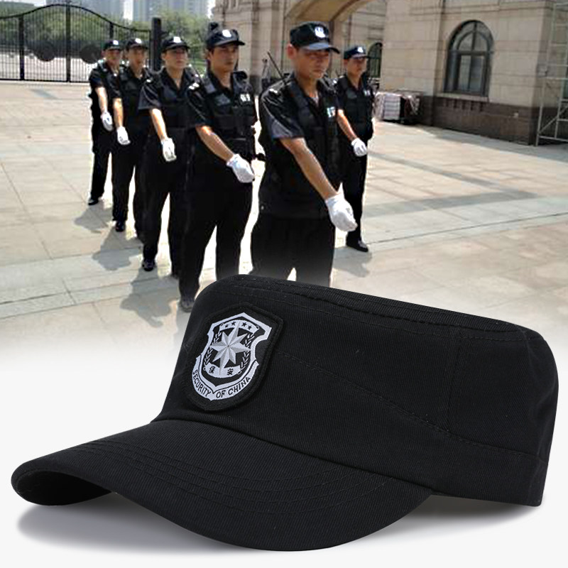 作训帽男保安帽子夏天黑色特勤帽新款平顶战术作战执勤特训鸭舌帽
