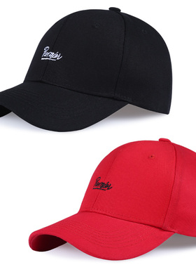 permier帽子男秋天韩版潮鸭舌帽红色网红女秋季黑色遮阳帽棒球帽