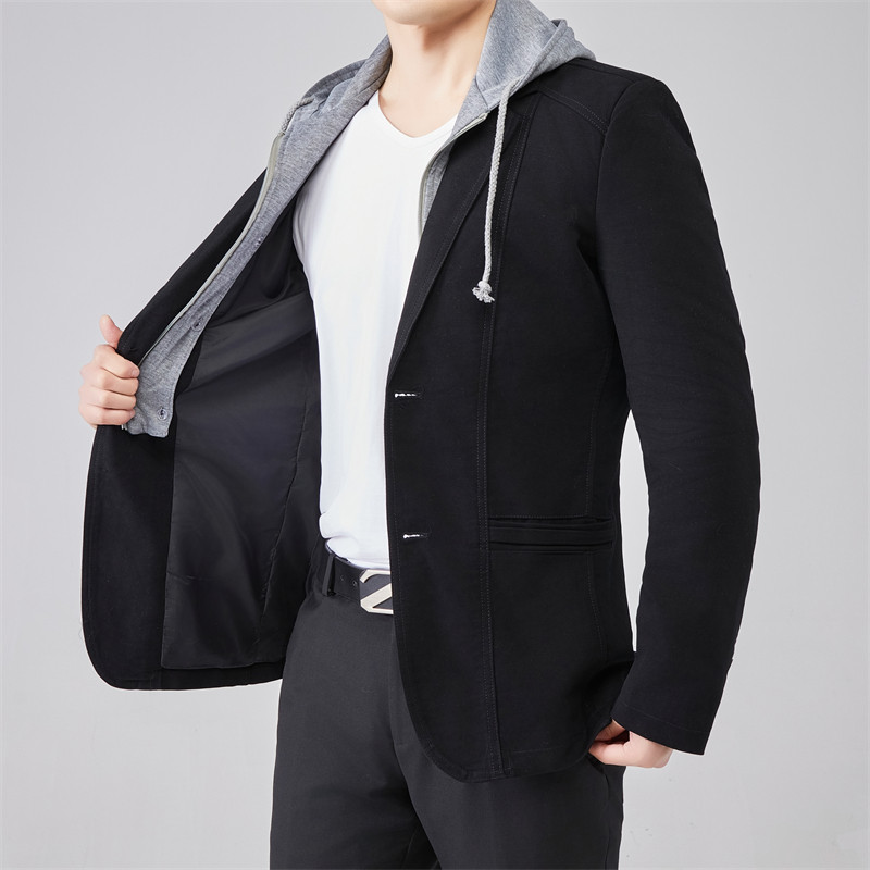 假两件男士西装春秋可脱卸连帽两粒扣小西服修身纯棉肥佬大码夹克,男装,休闲西服,淘宝优惠券,粉丝福利购,淘宝优惠卷