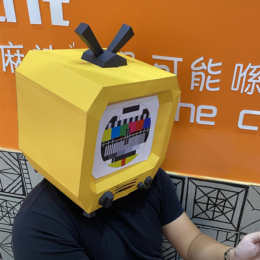 儿童节DIY折纸电视机头套创意