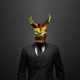MK50复仇者联盟钢铁侠头盔可穿戴发光面具3D立体创意折纸舞会派对