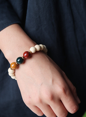 龙血金丝竹手链实心竹子单圈手串蛇纹鱼籽纹男女佛珠粽竹情侣饰品