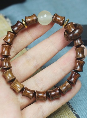 黑花梨木节节高升佛珠手链男女文艺时尚单圈竹节手串简约饰品送礼