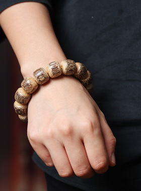 实心玉竹龙血金丝竹老型珠手串满鱼子纹棕竹高油文玩佛珠手链车挂