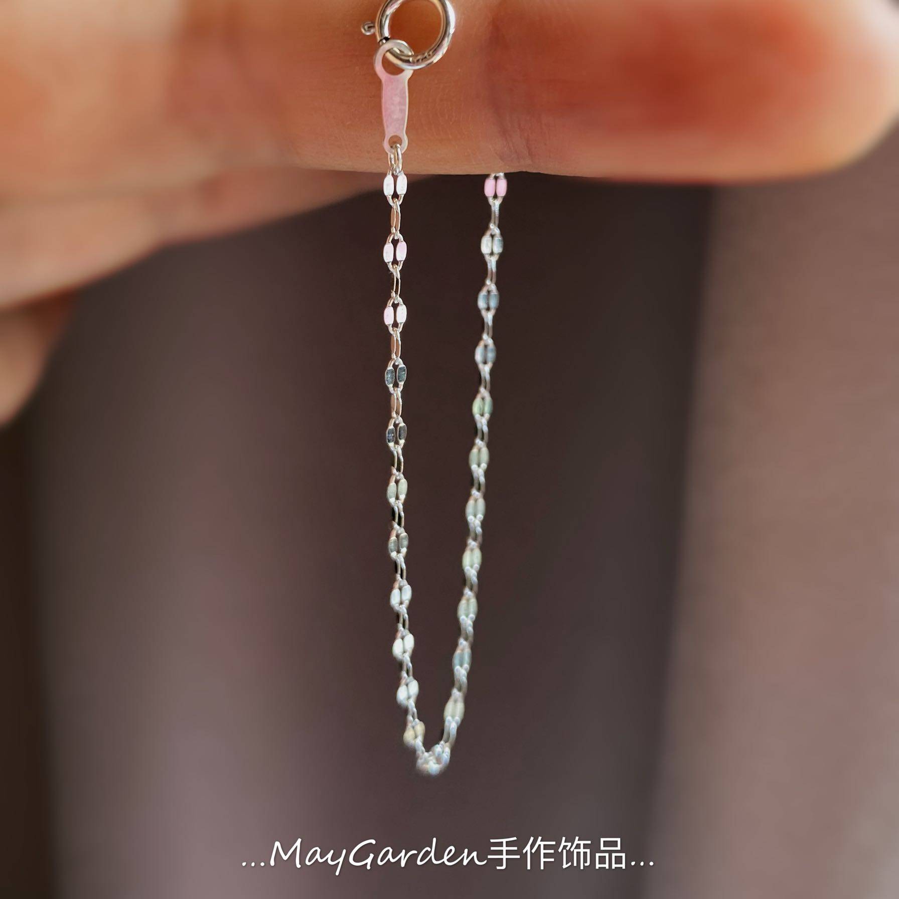 包邮一周手工日系s925纯银嘴唇细手链脚链简约夏天百搭叠戴不褪色