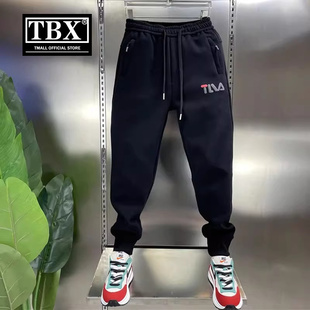 高端运动卫裤男士2025新款春秋冬季加绒加厚男裤小脚休闲裤子男款