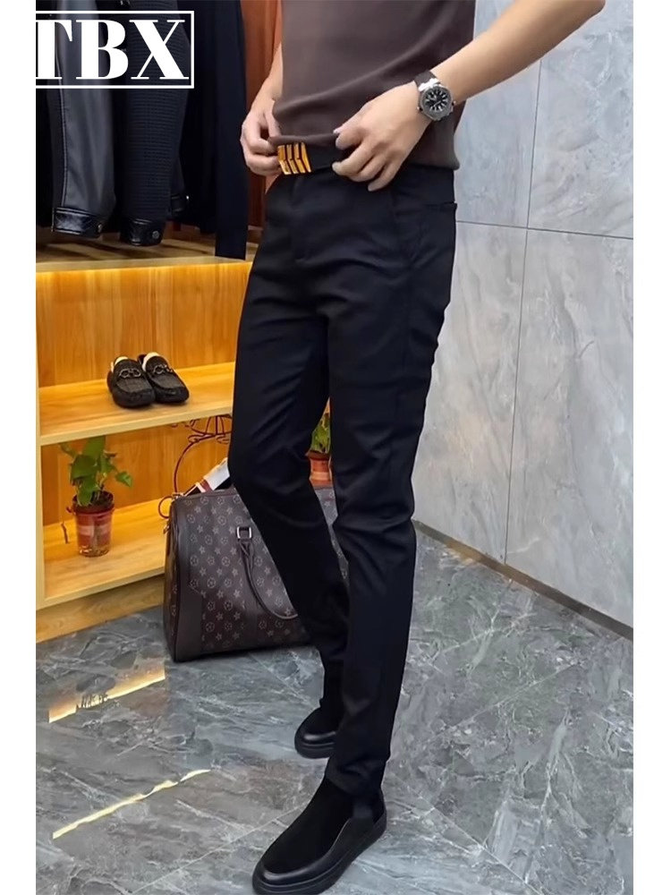 正装商务西裤男士2025新款春秋冬季加绒男裤修身直筒休闲裤子男款