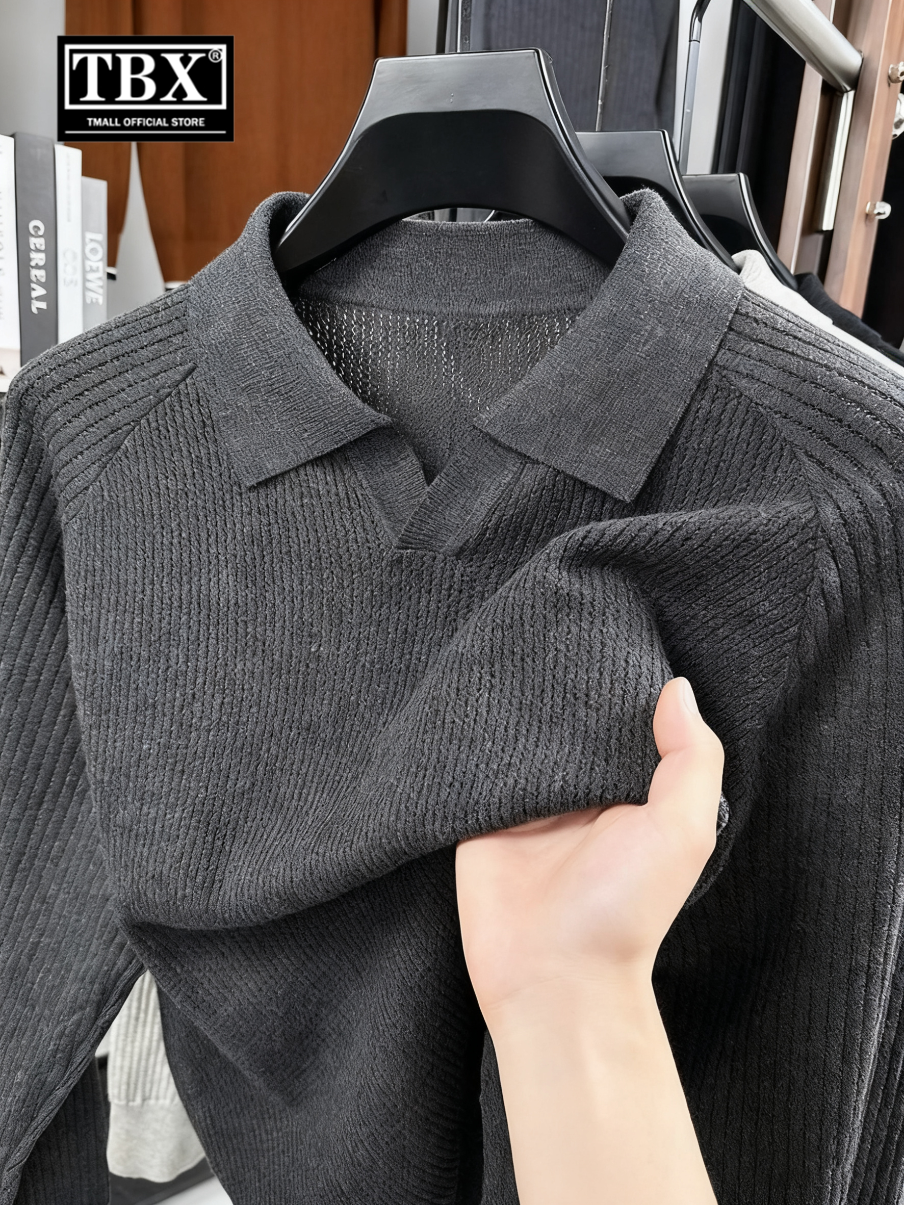高端海鸥领针织POLO衫男士长袖t恤2025新款秋冬季老钱风卫衣男款