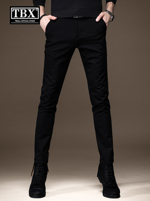 高端纯黑色牛仔裤男士2025新款春秋冬季男裤修身小脚休闲裤子男款
