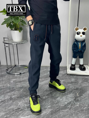 高端运动卫裤男士2025新款春秋冬季加绒加厚男裤哈伦休闲裤子男款