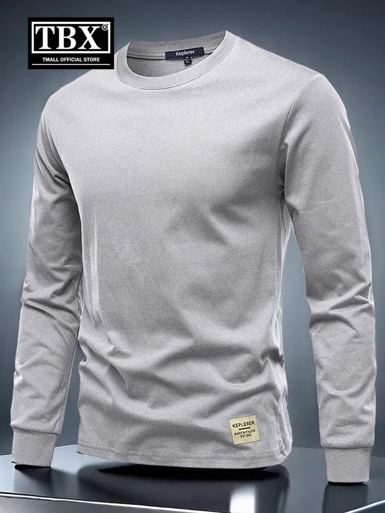 高端纯棉长袖t恤男士2025新款春秋冬季圆领卫衣内搭打底衫男款潮