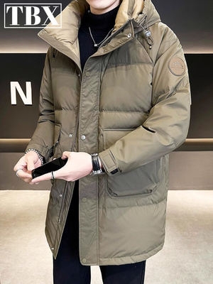 高级感连帽羽绒服男士中长款冬季加厚保暖2025年新款高端外套男款