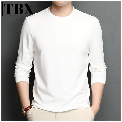 高端卫衣男士长袖t恤春秋季2025新款白色内搭打底衫男款秋冬加绒