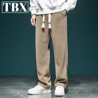 高端卫裤男士2025春秋新款阔腿运动直筒裤子男款休闲男裤冬季加绒