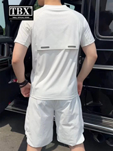 高端冰丝速干运动套装男士2025新款夏季薄款短袖t恤休闲短裤男款